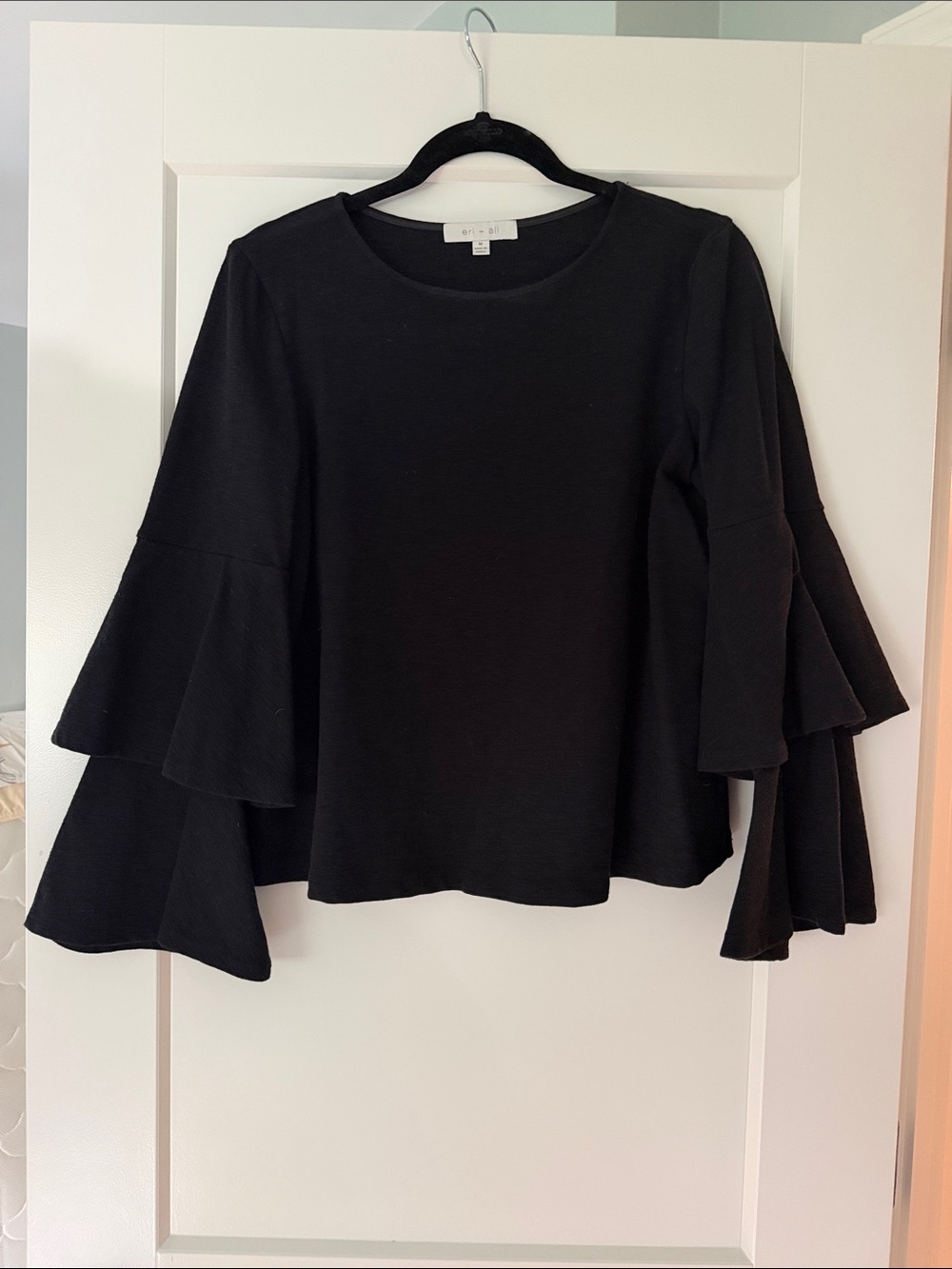 Bell-Sleeve Black Blouse - Brand: unlabeled